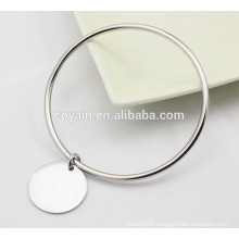 Wholesale Casual shiny high polish silver Charm bangle bracelets for women